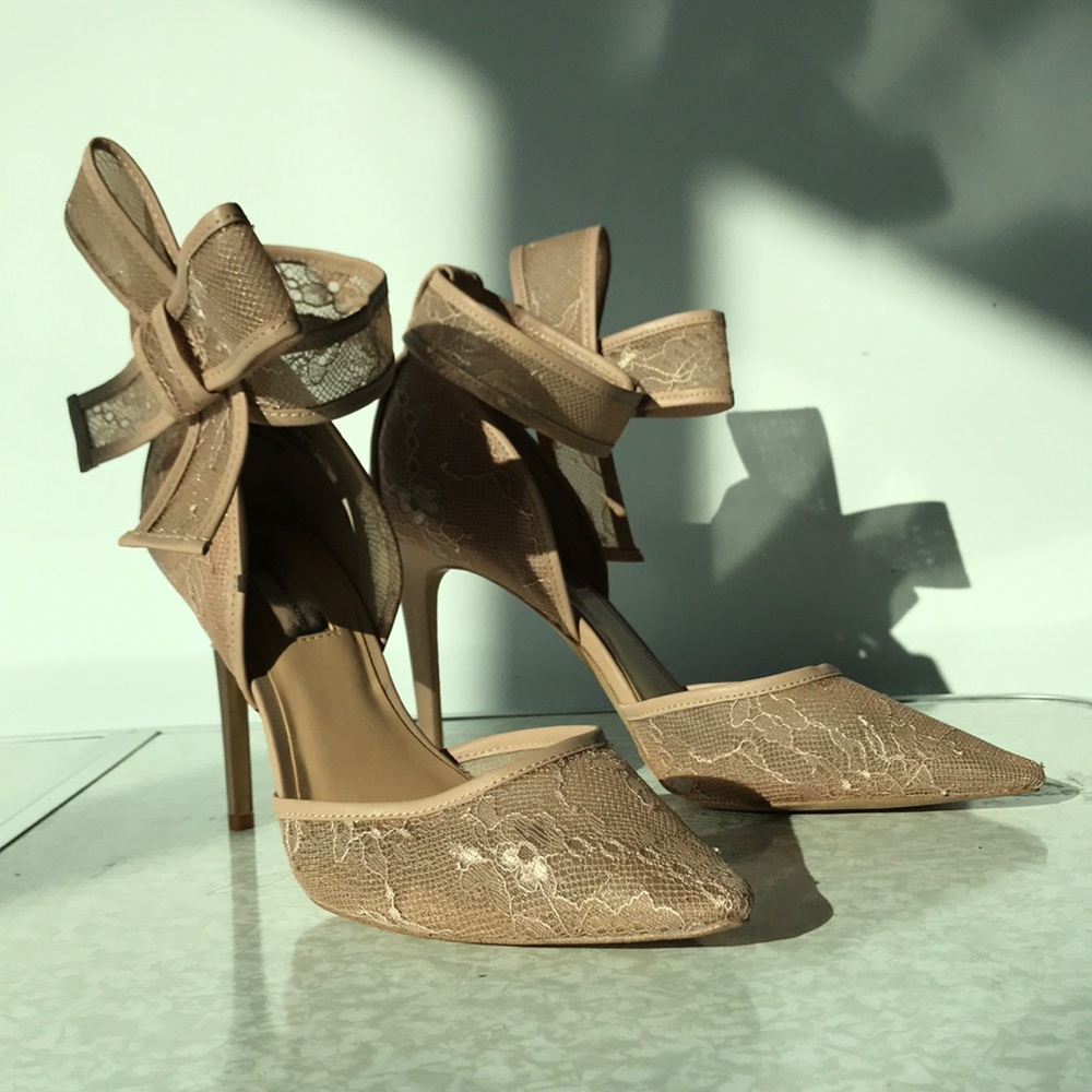 INC blush pink, lace high heels (size 9)